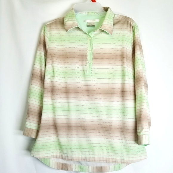 Nike Golf Shirt Dri‎ Fit Women’s Medium Green Brown pleating golfing lightweight - Picture 1 of 9